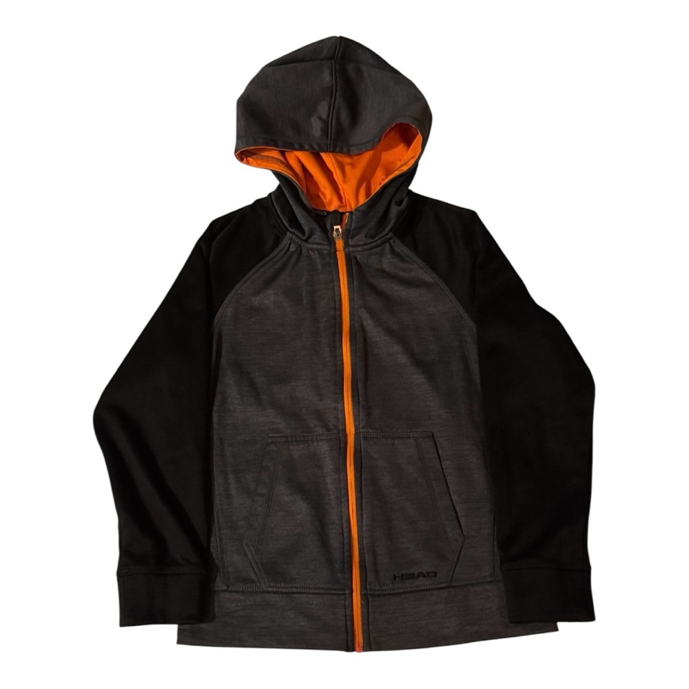 Boy's Head Tops, Hoodie, Jackets Color Gray Orange and Black Size M(10-12)